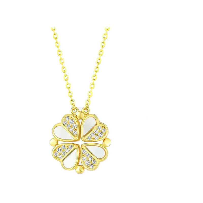 Collana in argento conchiglia a quattro foglie per...