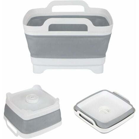 Collapsible camping bowl for camping kitchen, gray-white folding basket