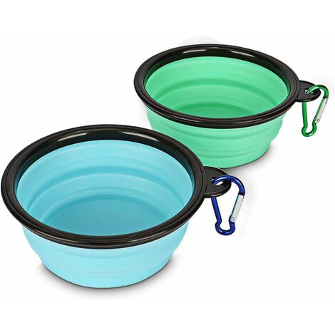 Collapsible Dog Bowl, Portable Travel Silicone Pet Water Bowl Set of 2, BPA Free Food Grade Silicone