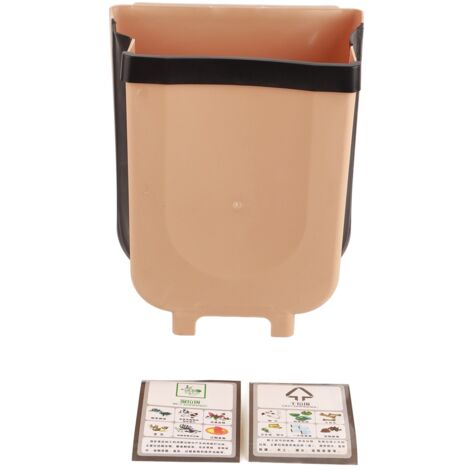 Collapsible Hanging Kitchen Waste Bin 9L Plastic Kitchen Folding Trash Can with Fixing Bracket for Bedroom Office Coffee