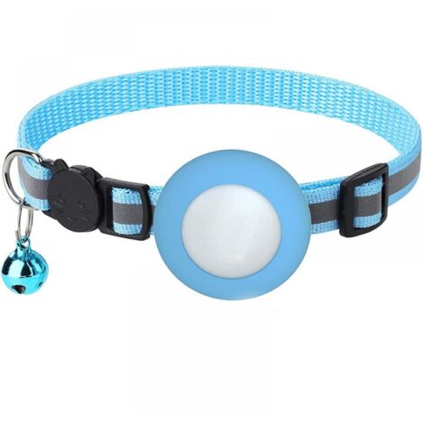 Collar Airtag, collar para gato con hebilla de seguridad y cascabel, collar reflectante para gatos, para perros pequeños (azul)