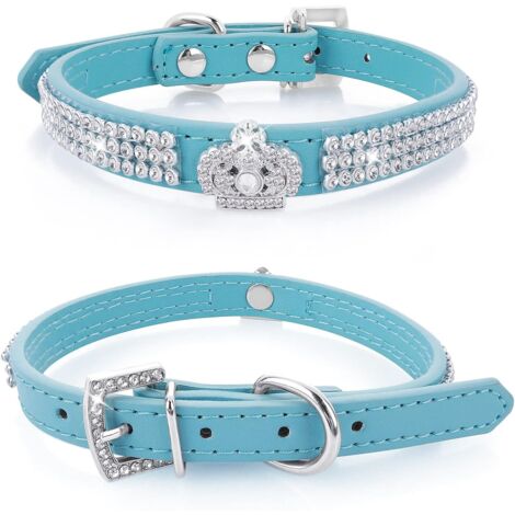 Collar ajustable de piel sintética con diamantes de imitación para perros pequeños y gatos. Collar personalizado para perros pequeños. Collar para gatos para perros pequeños, medianos o grandes.