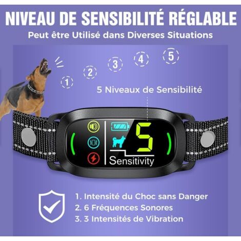 Collar antiladridos recargable para perros, 4 modos, 5 niveles de sensibilidad, detección inteligente de ladridos, resistente al agua con certificación IP67, apto para perros pequeños, medianos y gran