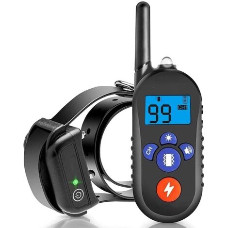 Collar de adiestramiento para perros, antiladridos, recargable, con 3 modos de vibración, descarga y pitido, receptor impermeable y control remoto de 800 metros (negro)