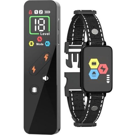 Collar de adiestramiento para perros, collar antiladridos con mando a distancia, alcance de 975 m (3200 pies), 4 modos de adiestramiento, 18 niveles de sensibilidad ajustables y recargable (negro)