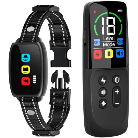 Collar de adiestramiento para perros, collar eléctrico con pantalla LCD a color y control remoto, 3 modos de entrenamiento, resistente al agua IP67, compatible con perros de 8 a 120 libras.