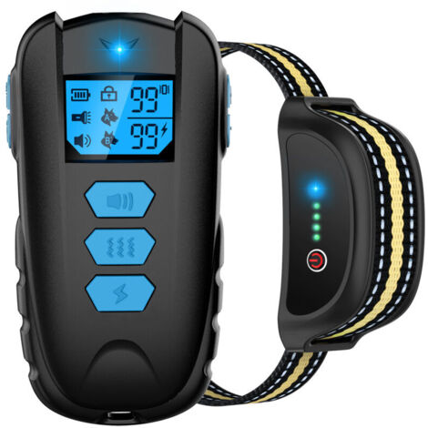 LLING Collar de adiestramiento para perros con control remoto de 500 m, resistente al agua IPX7, con pitido, vibración y descarga eléctrica, ajustable de 0 a 99 niveles para perros pequeños, medianos y gran
