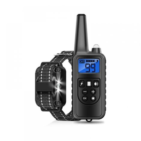 Collar de adiestramiento para perros con control remoto de 900 m y 3 modos de vibración y descarga, 99 niveles de adiestramiento positivo.