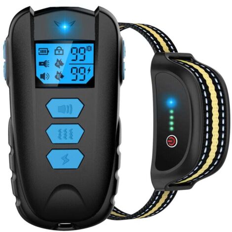 Collar de adiestramiento para perros INHHUB con control remoto de 500 m, resistente al agua IPX7, con pitido, vibración y descarga eléctrica, ajustable de 0 a 99 niveles para perros pequeños, medianos
