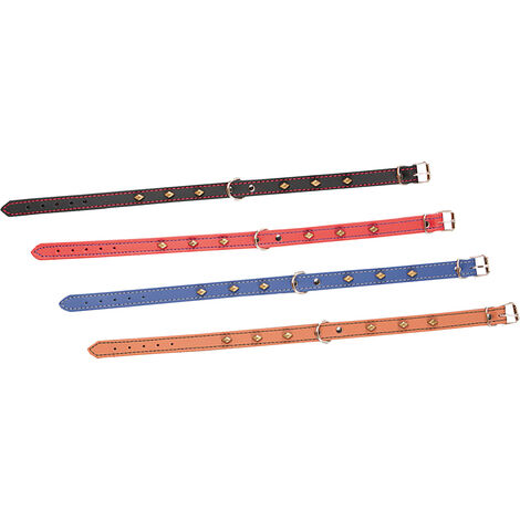 Collar de cuero con forro - Negro - 27-32 cm