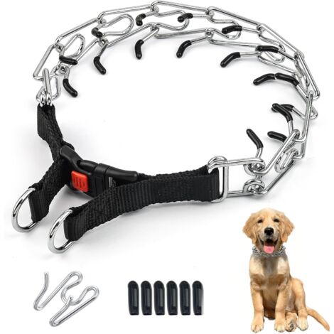Collar de estrangulamiento para perros (3,5 mm x 50 cm), collar antiladridos ajustable, collar de entrenamiento ajustable de nailon para perros grandes y mascotas, collar de entrenamiento de metal par