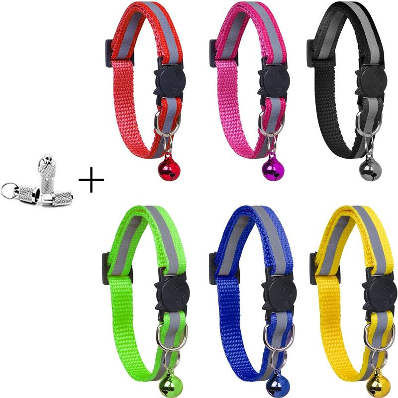 

Collar de gato reflectante ajustable anti-estrangulamiento con colgante de campana anti-perdida y hebilla de seguridad, lindo suministro para