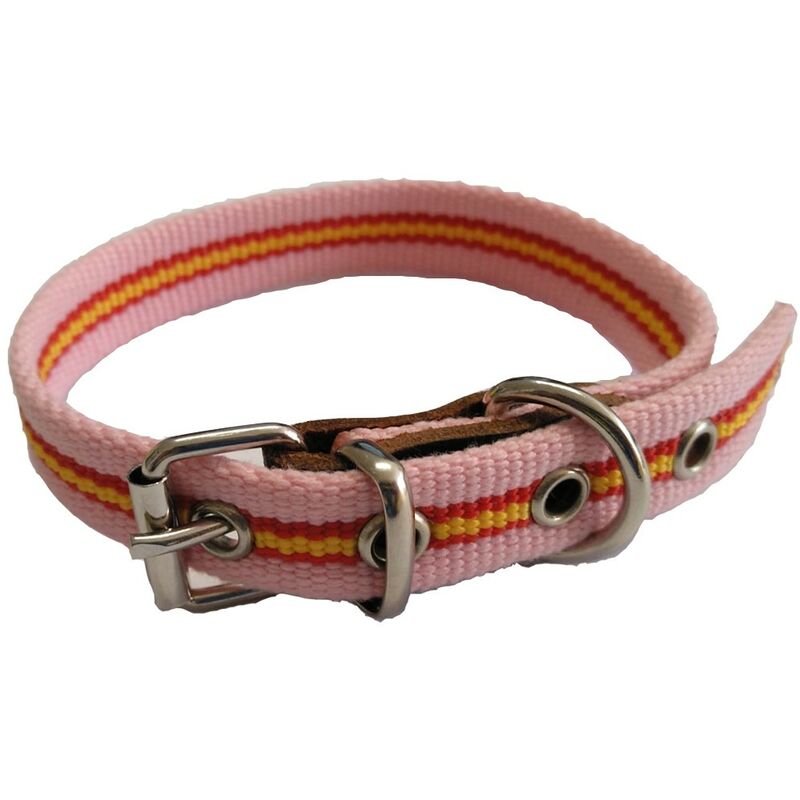

Collar de perro bandera de España color rosa | Collar de perro de algodon | Collar 40 cms