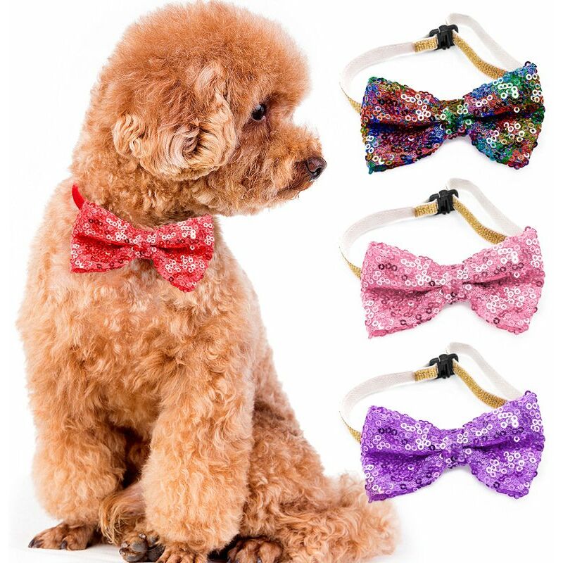 

Collar de perro mascota, accesorios pajarita con lentejuelas