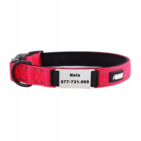 Collar de perro rojo grabado Huggy Doggy S