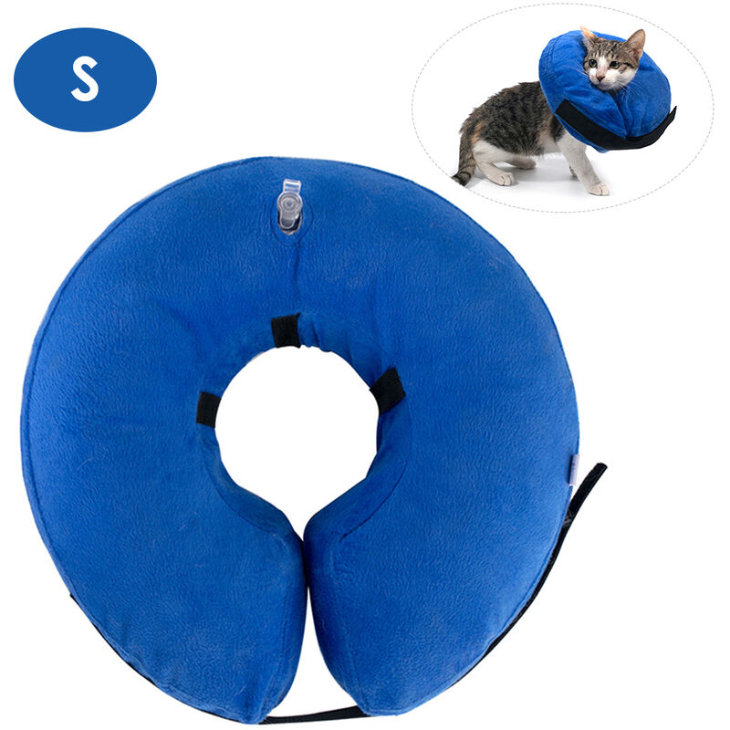 

Happyshopping - Collar inflable para mascotas, collar anti-mordida y anti-lamido,Azul,S