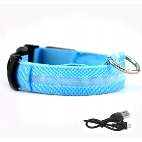 Collar LED impermeable para perros con cable USB AZUL XL 52-60 cm