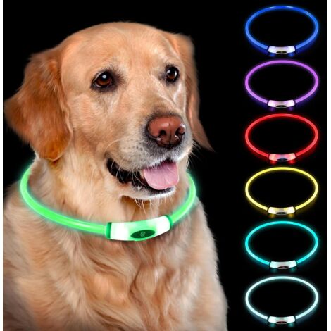 Collar luminoso para perro, recargable, 7 colores cambiantes, resistente al agua IP67, brilla en la oscuridad, hace que la mascota sea visible y segura para paseos nocturnos, al aire libre, camping, p