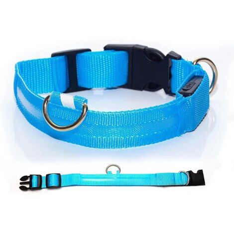 Collar luminoso para perros, recargable por USB-C, resistente al agua, con 3 modos de seguridad ajustables para perros pequeños, medianos y grandes (azul, M)
