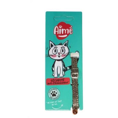 Collar para gato AIME Bling Bling pailleté nylon rojo ajustable 18–28 cm