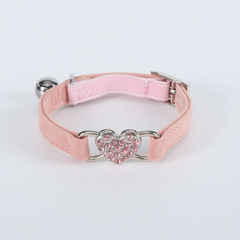 Collar para gato con dije en forma de corazón - Rosa