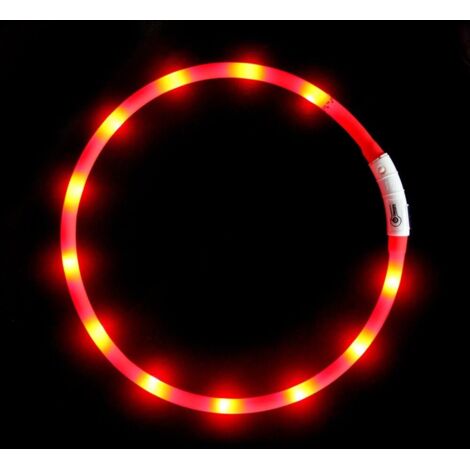 Collar para perro con luz LED, recargable por USB, con 3 modos de luz intermitente, resistente al agua, de silicona suave, apto para cualquier talla (rojo)