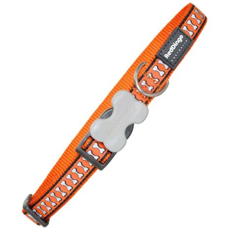 Collar para Perro Red Dingo Hueso Reflectante Naranja (2,5 x 41-63 cm)