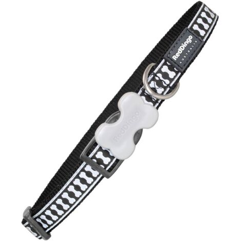 Collar para Perro Red Dingo Reflectante Huesos Negro (1,2 x 20-32 cm)
