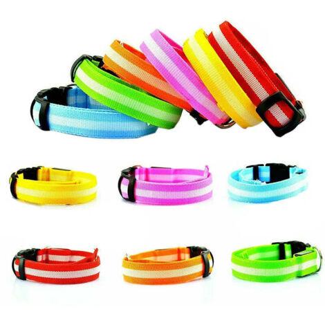 Collar para perros con luz LED, fabricado en nailon, recargable por USB, color naranja, talla M. Collar de seguridad para mascotas. Talla M.