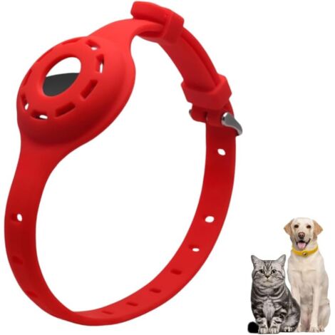 Collar protector ajustable Airtag, collar antipérdida para mascotas, apto para gatos y perros pequeños (rojo) - 1 unidad