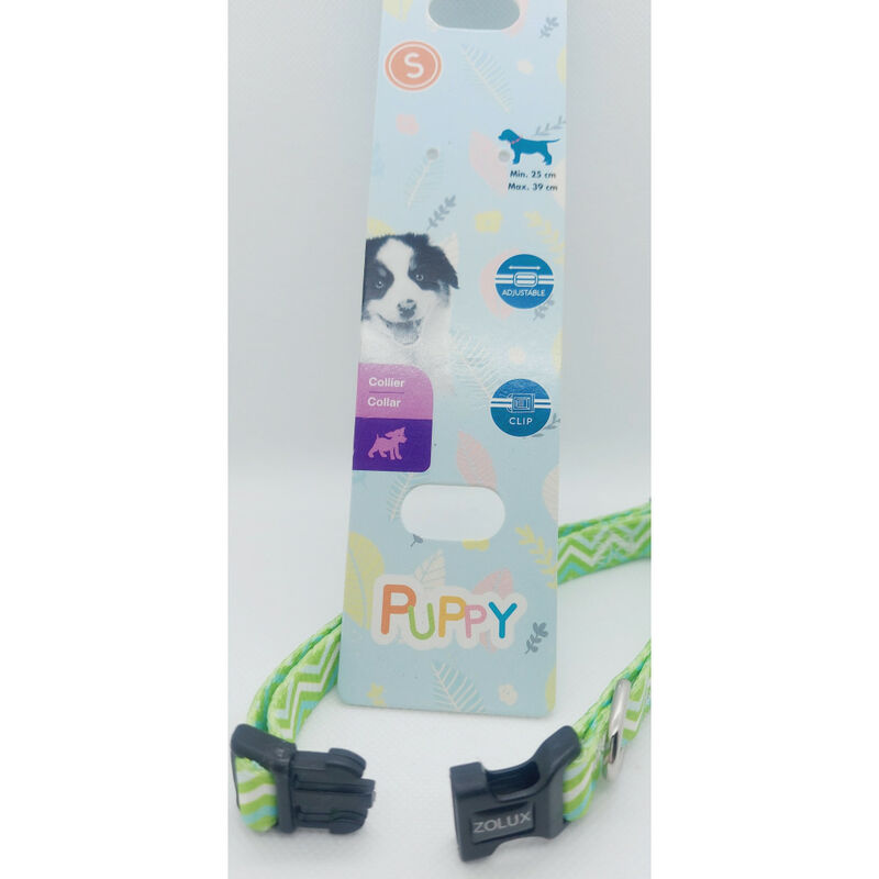 

Collar PUPPY PIXIE. 13 mm .25 a 39 cm. de color verde. para los cachorros