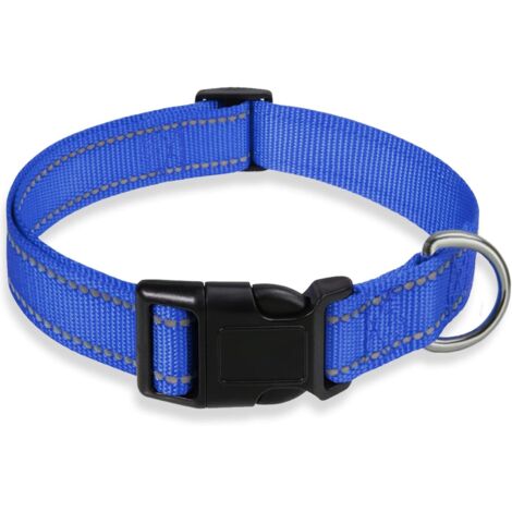 Collar reflectante para perros con cierre de seguridad de nailon ajustable para perros pequeños y medianos, 1 unidad (azul lago, talla S).