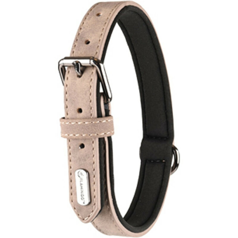 

Neopreno y collar de imitación de cuero tamaño S . DELU, color topo. para el perro.