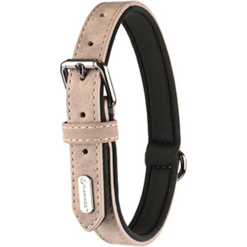 

Cuello talla XL. imitación de cuero y neopreno. DELU, color topo. para el perro.