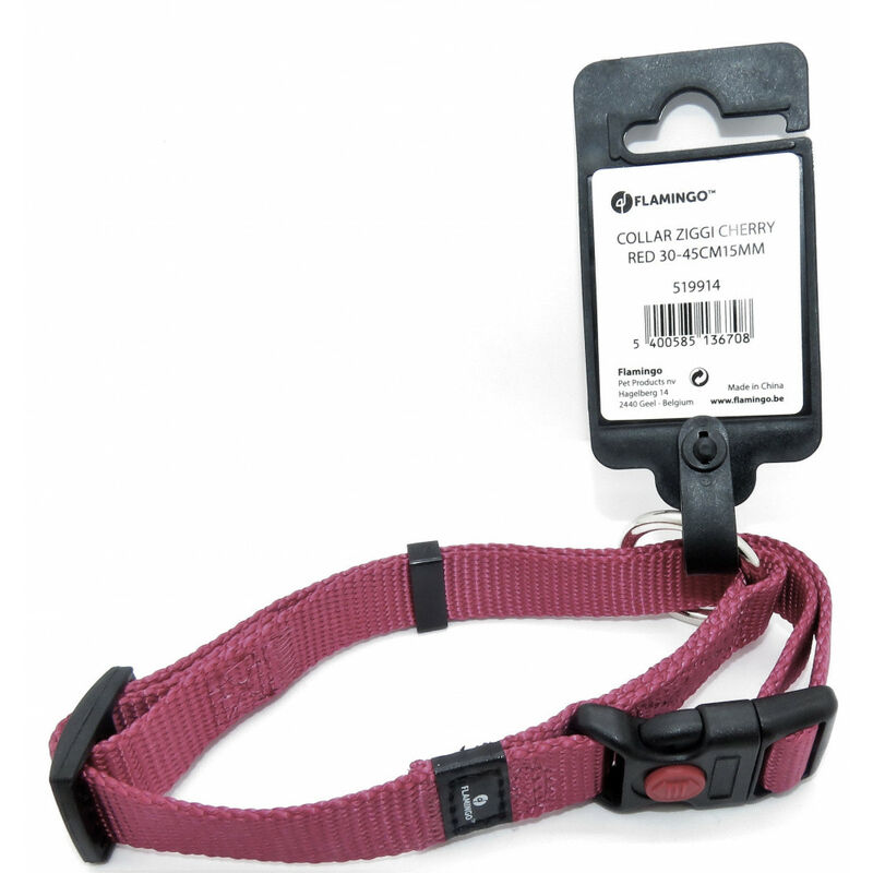 

Collar Ziggi rojo cereza 30 -45 cm. 15 MM . tamaño S. para el perro.
