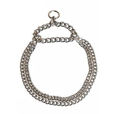 Collare a doppia catena 38-48 cm argento