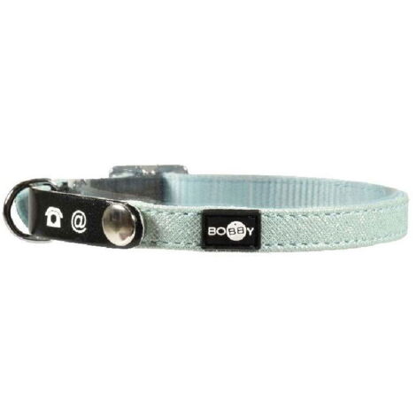 Collare azzurro in nylon glitterato con linguetta per indirizzo modello Glitter per gatti