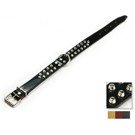 Collare Cani Cuoio Borchie Doppie Mm 40 Cm 70