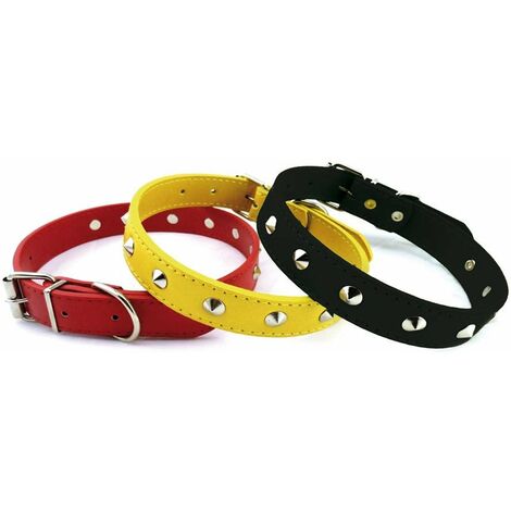 Collare con borchie in metallo modello Punk per cani: 2,5 x 45-50 cm collare - Rosso