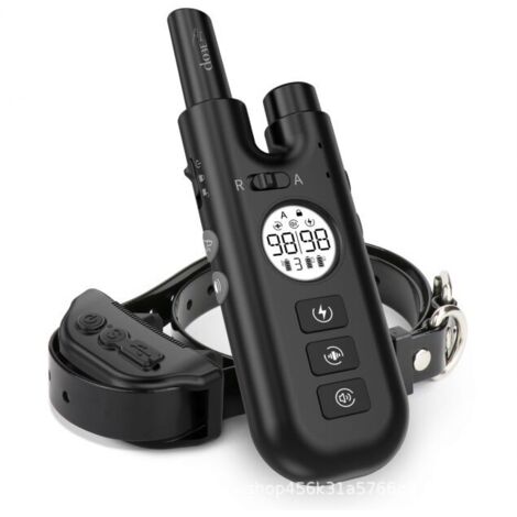 Collare elettrico nero per addestramento cani con display LCD e telecomando impermeabile, doppia funzione vibrazione/scossa