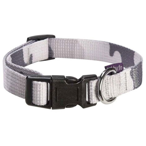 Collare grigio 2,5 x 42-70 cm: Collare in nylon grigio resistente modello Camouflage per cani