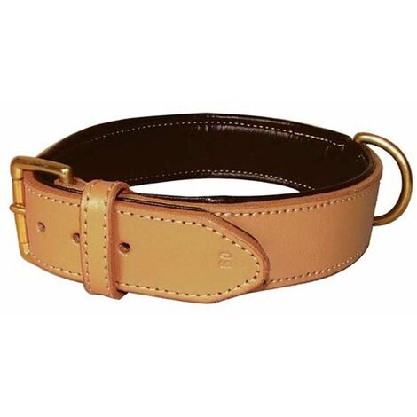 Collare in cuoio cammello con fibbia in metallo modello Haute Finition per cani: Collare cammello 2,7 x 45 cm
