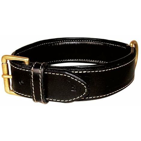 Collare in cuoio nero con fibbia in metallo modello Haute Finition per cani: Collare nero 2,7 x 45 cm