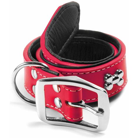 Collare in ecopelle con borchie argentate a forma di osso per cani: 1,6 x 31-35 cm collare - Blu
