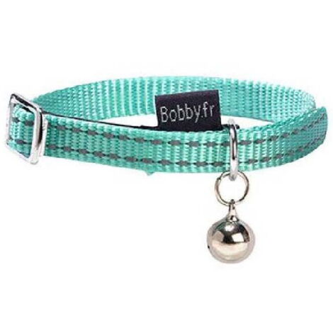 Collare in nylon azzurro con campanello modello Chat per gatti