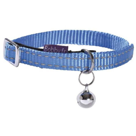 Collare in nylon blu con campanello modello Chat per gatti