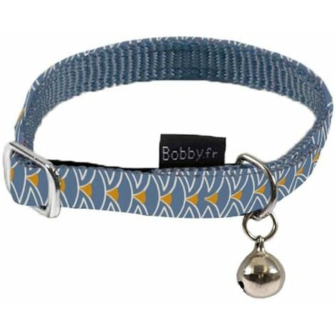 Collare Cravattino in nylon regolabile con campanello Blu per cani