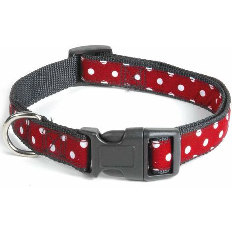Collare in nylon con fibbia in plastica rigida Linea Pois per cani: 2,5 x 40-55 cm Collare - Nero
