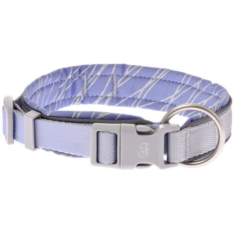 Collare in nylon con maxi anello in acciaio satinato per cani modello Onda: Collare M - Giallo
