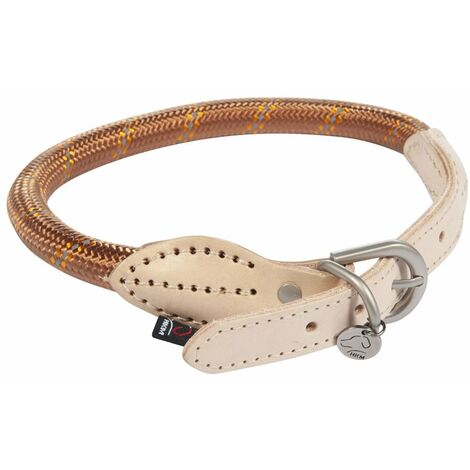 Collare in nylon e pelle riflettente modello Anam Cara per cani: M, Cognac 1000